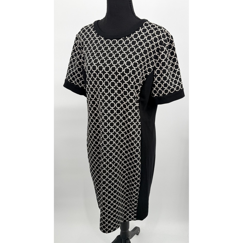 Michael Kors Shift Dress Women XL Black White Excellent Geometric Chain Link